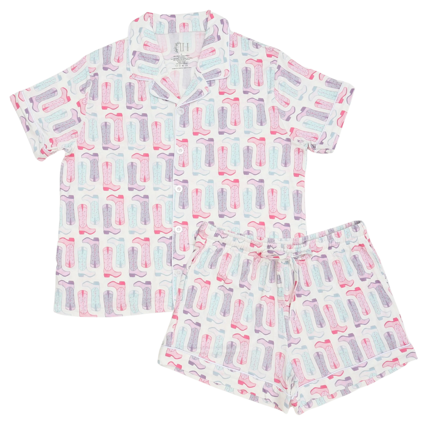 Girls Petals & Spurs Button Down Shorts Set