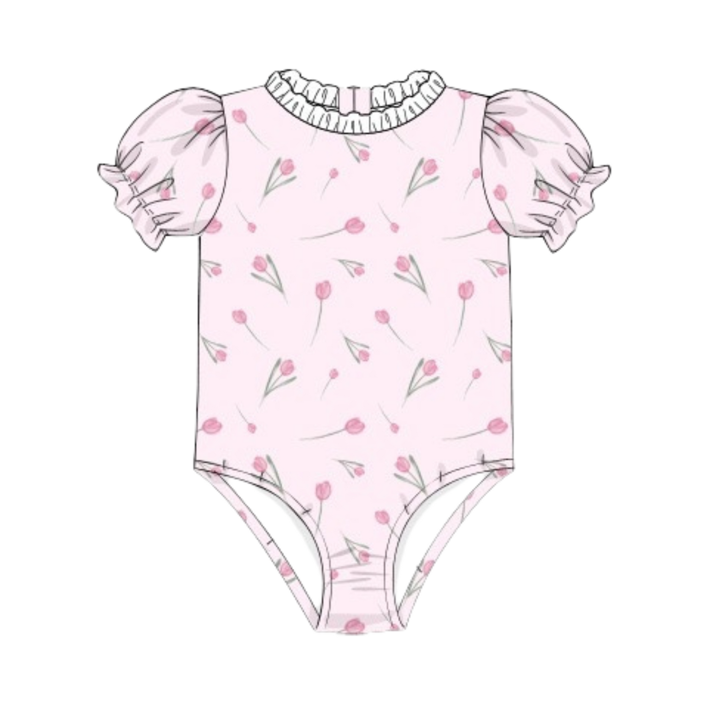 Tiptoe Tulip Bubble Sleeve One Piece