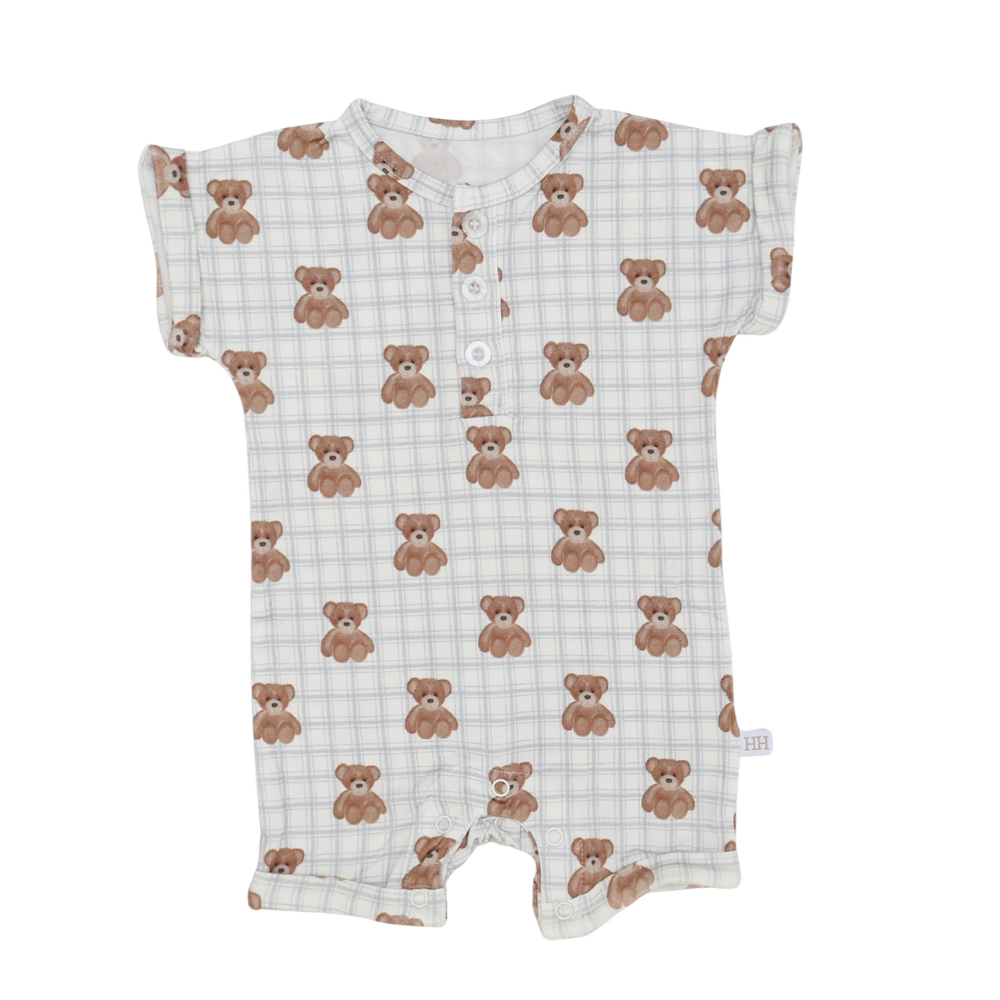 Boys Blue Beary Cute Button Romper