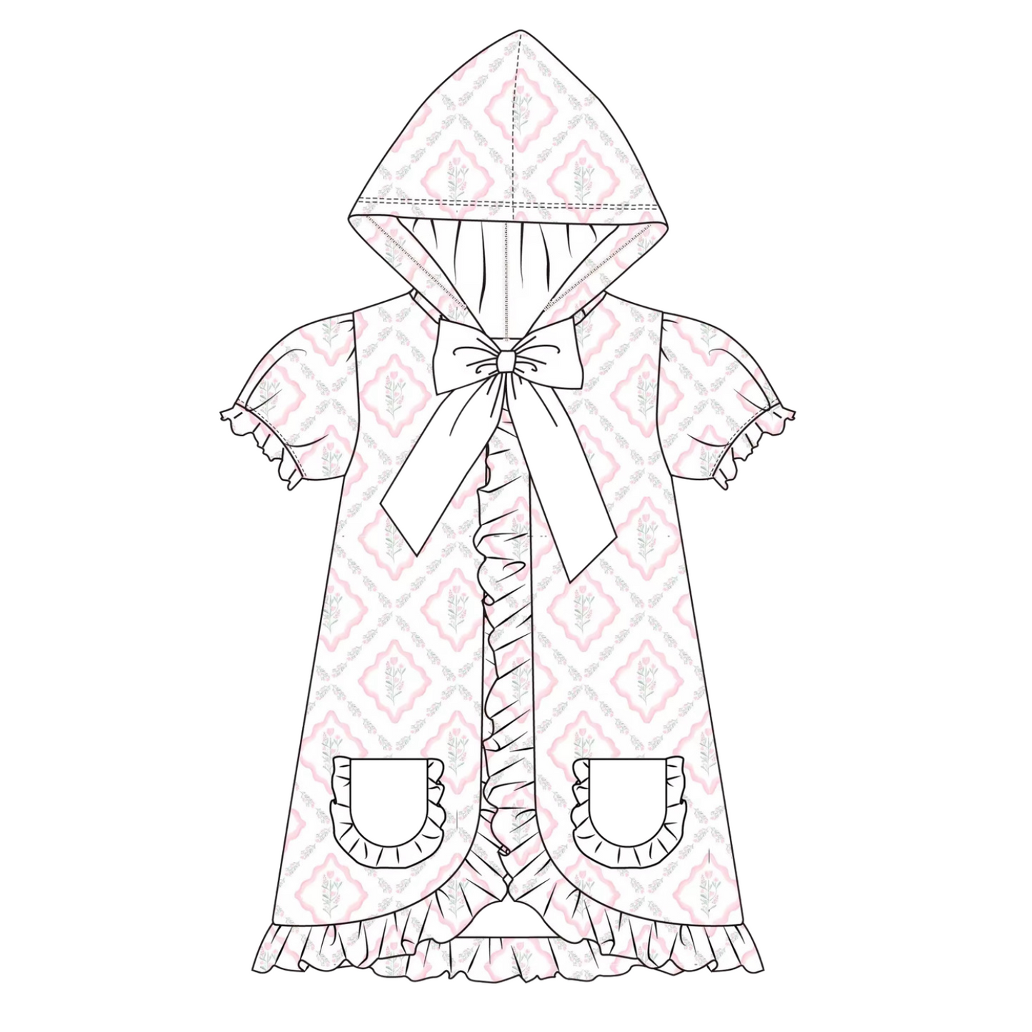 Girls Floral Diamond Hooded Coverup