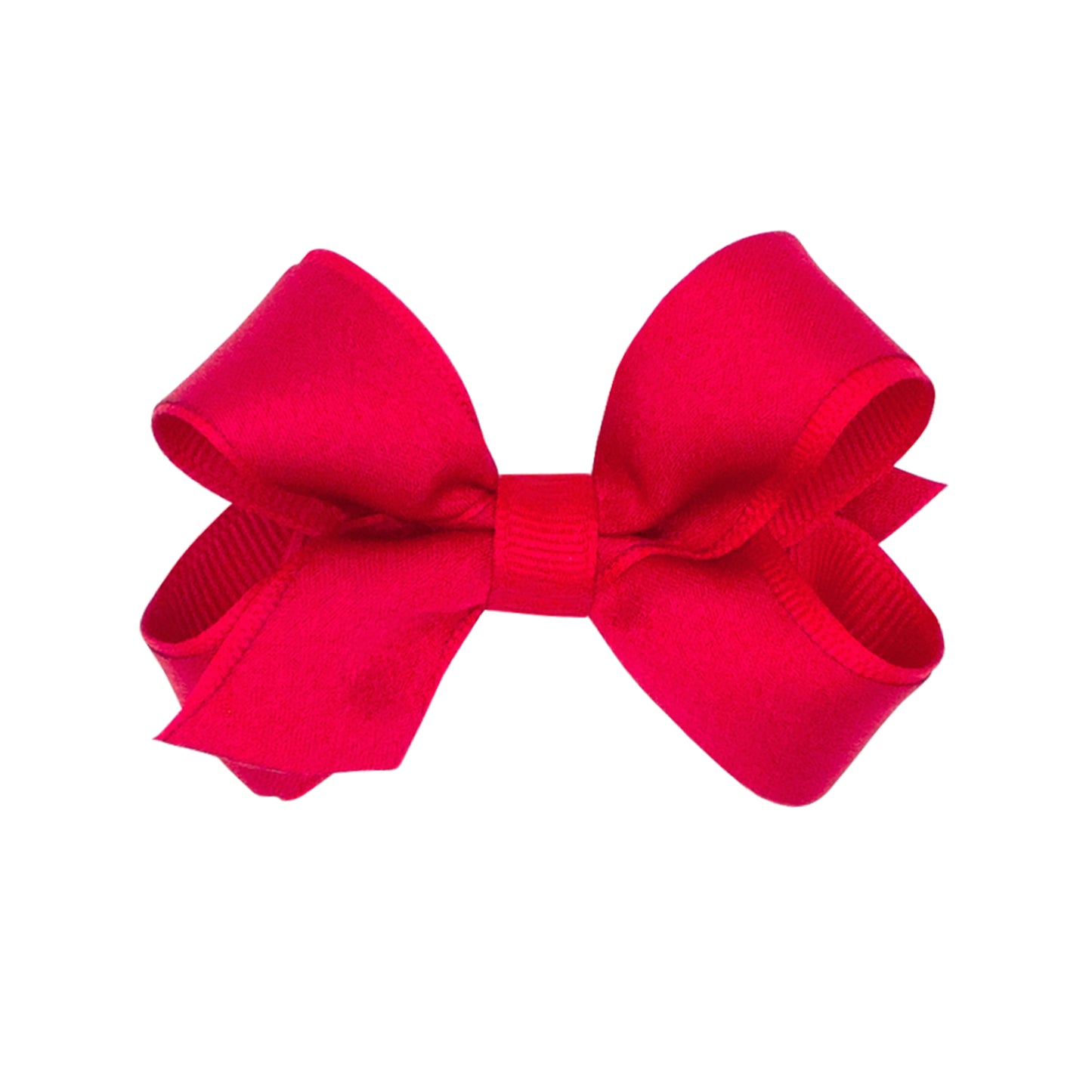 Mini Satin Grosgrain Overlay Bow - Red