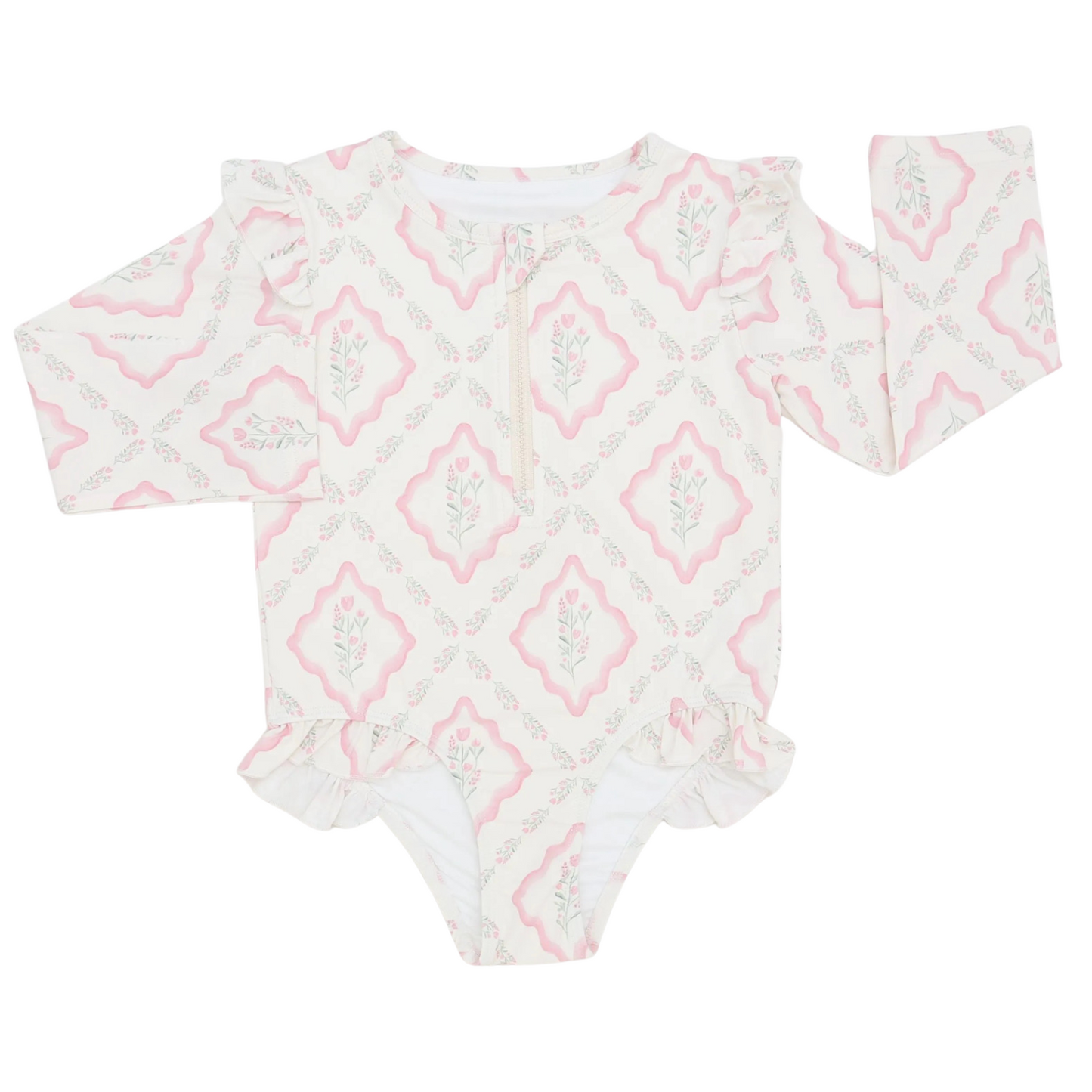 Girls Diamond Floral Rashguard