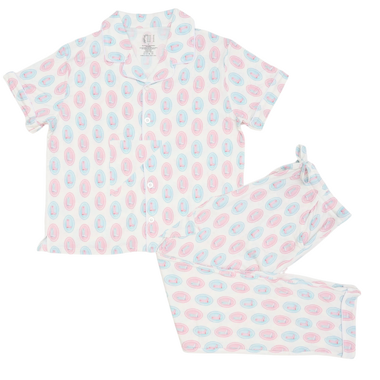 Womens Tulip Two Step Button Down Short Sleeve Loungewear Set