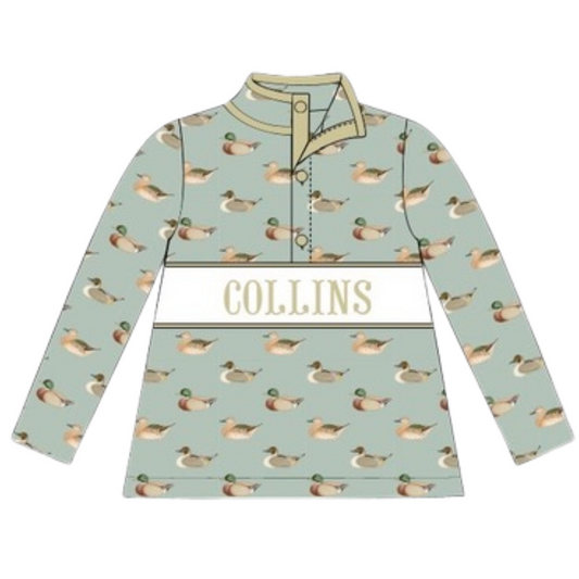 (PRE PURCHASE: ARRIVING MID NOVEMBER) Boys Smocked Plate Vintage Duck Pullover