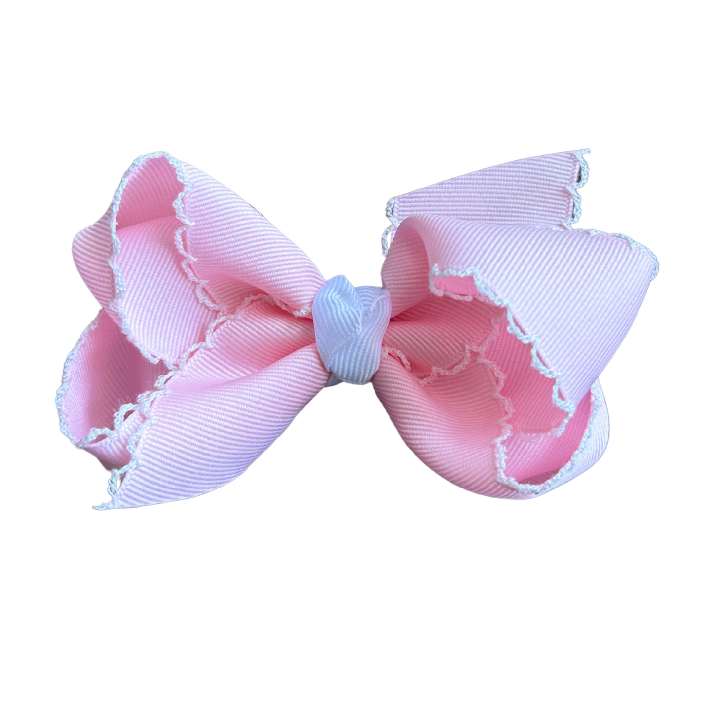 Medium Moonstitch Basic Bow With Knot - Light Pink