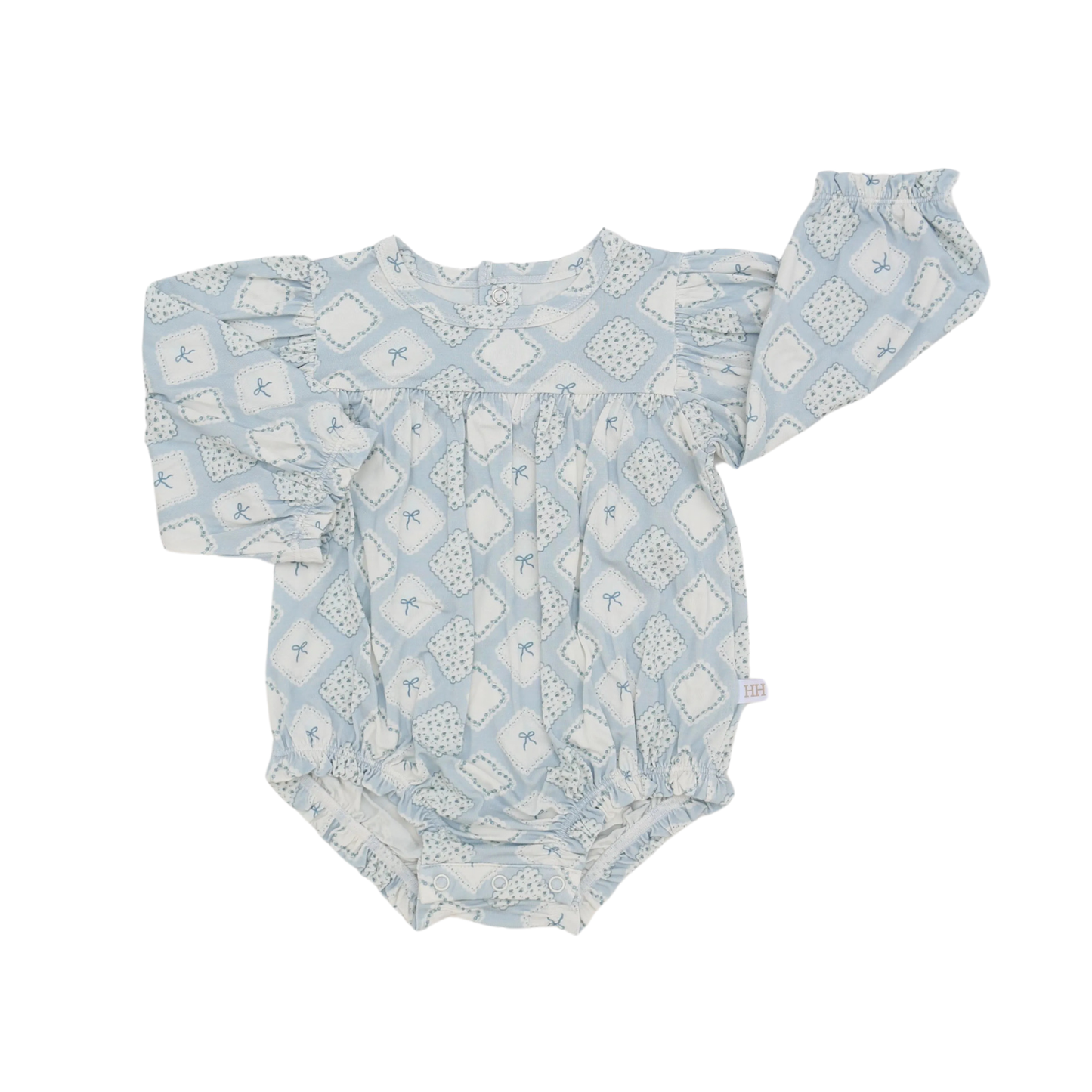 Girls Quilted Bow Patch Long Sleeve Bubble