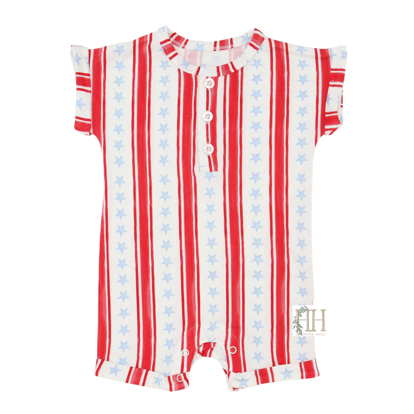 Boys Stars and Stripes Button Romper