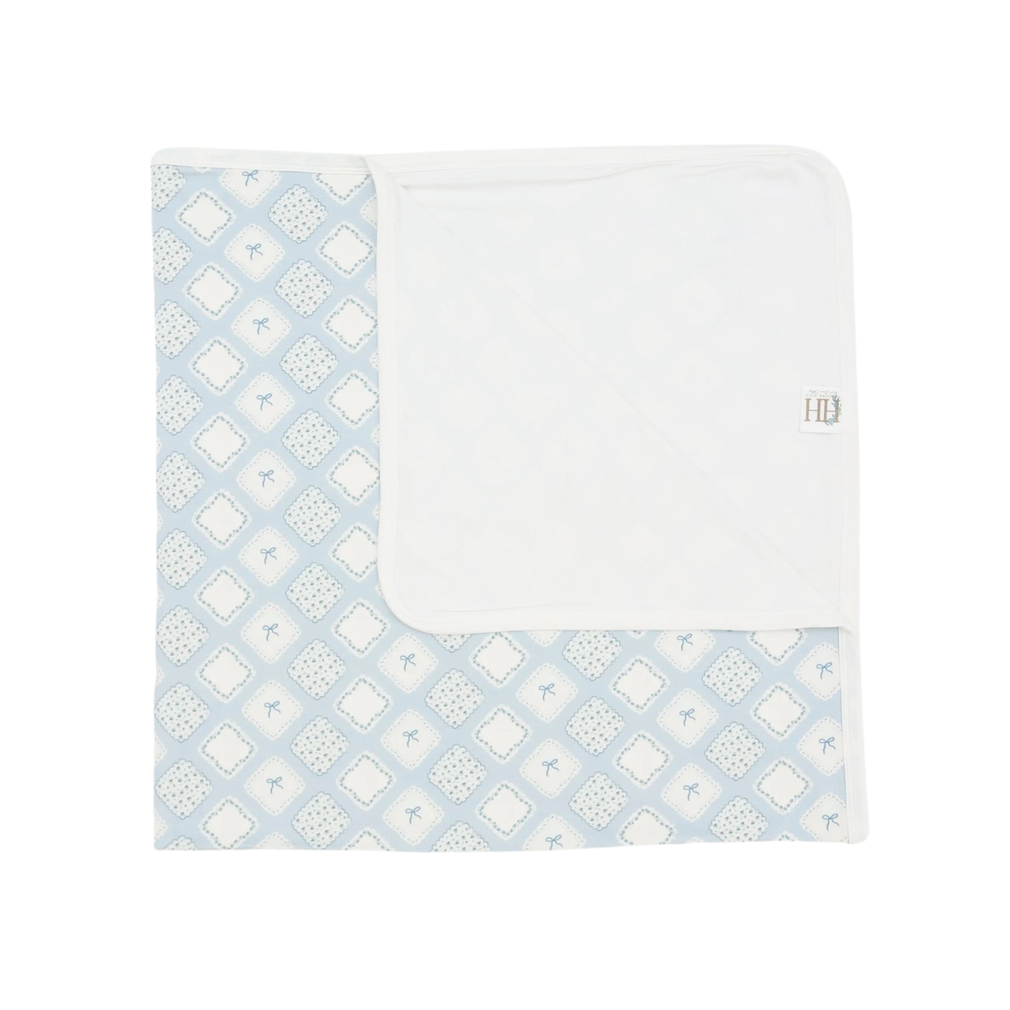 Quilted Bow Patch Large Blanket with Ruffle