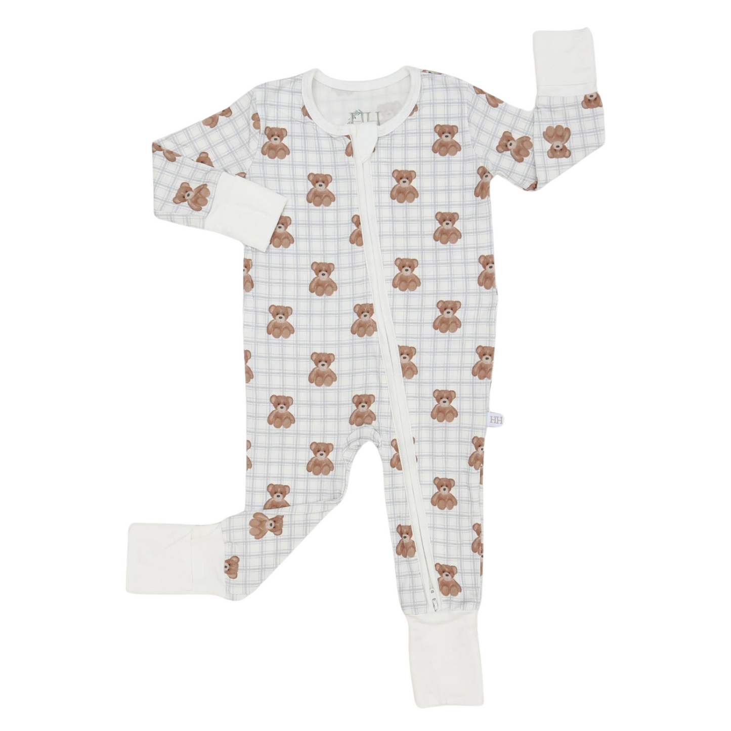 Boys Blue Beary Cute Double Zipper Romper