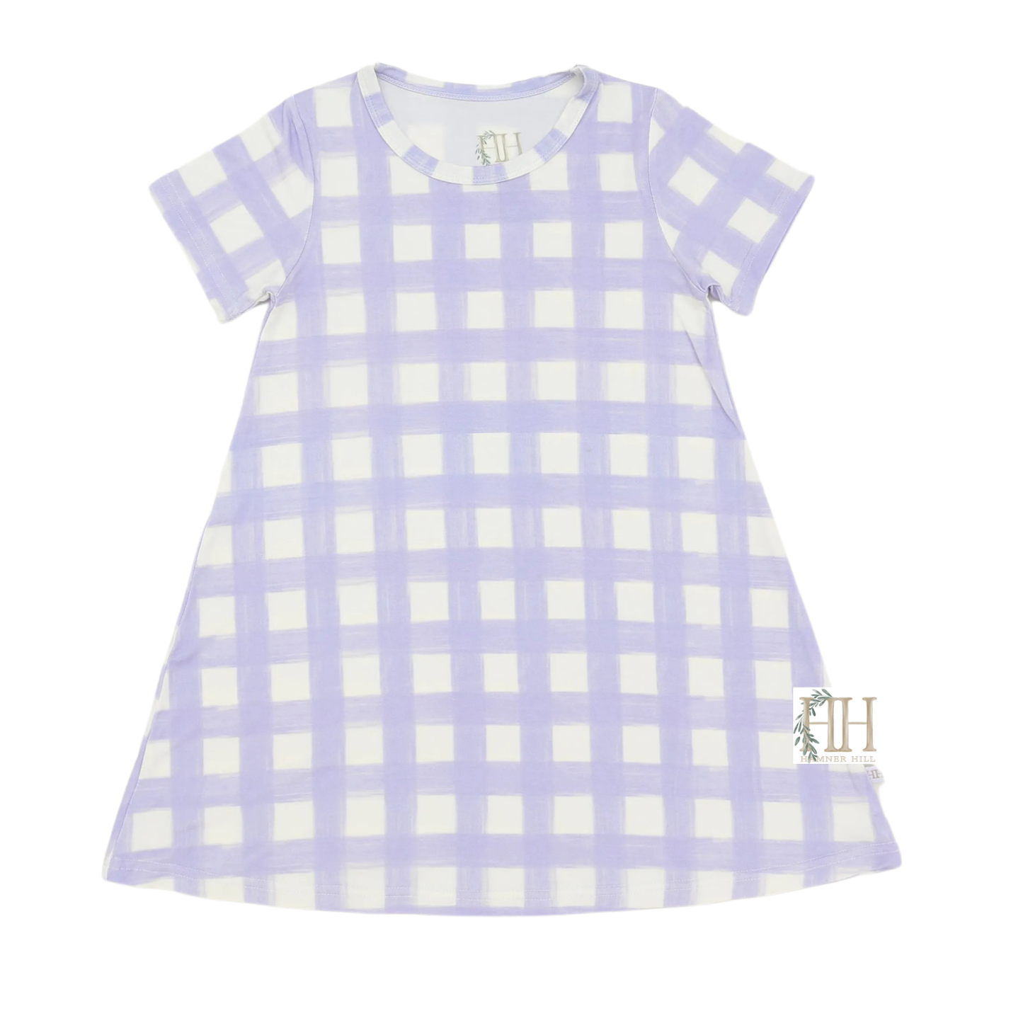 Girls Purple Check Bamboo Dress