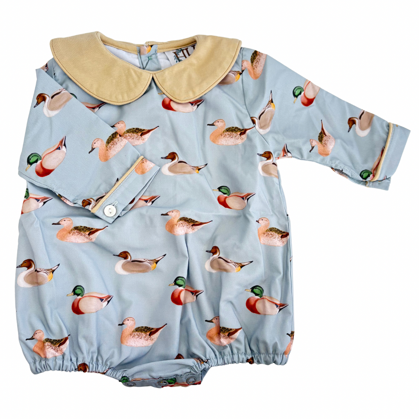 Boys Vintage Ducks Long Sleeve Collared Bubble