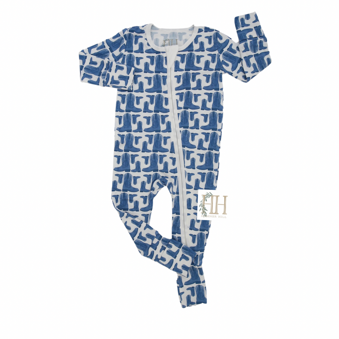 Boys Rodeo Cowboy Double Zipper Romper