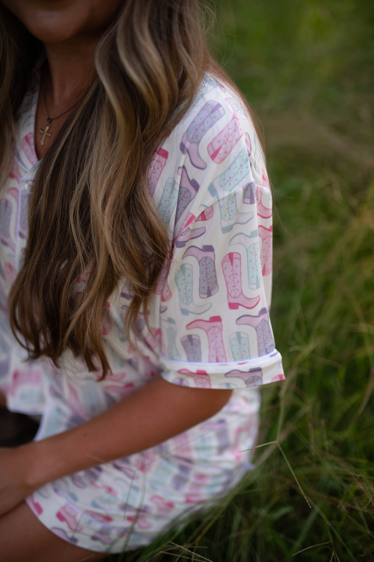 Girls Petals & Spurs Button Down Shorts Set