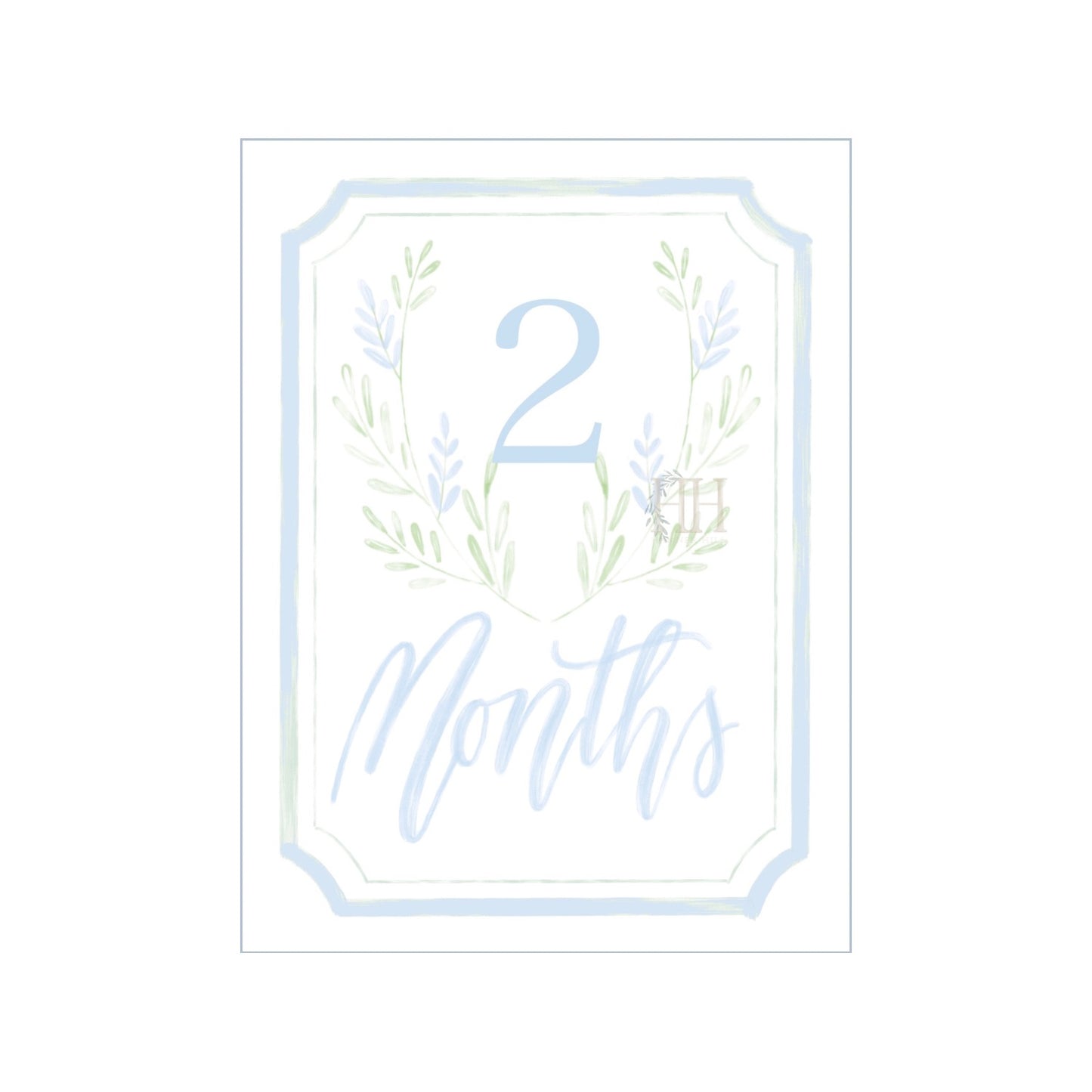 Blue Floral Crest Milestone Cards