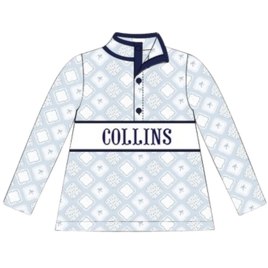 (PRE PURCHASE: ARRIVING MID NOVEMBER) Girls Smocked Plate Quilted Bow Pullover