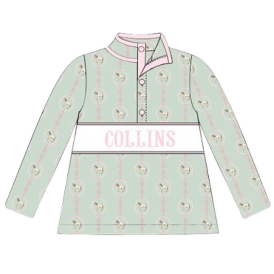 (PRE PURCHASE: ARRIVING MID NOVEMBER) Girls Smocked Plate Paloma Roundup Pullover