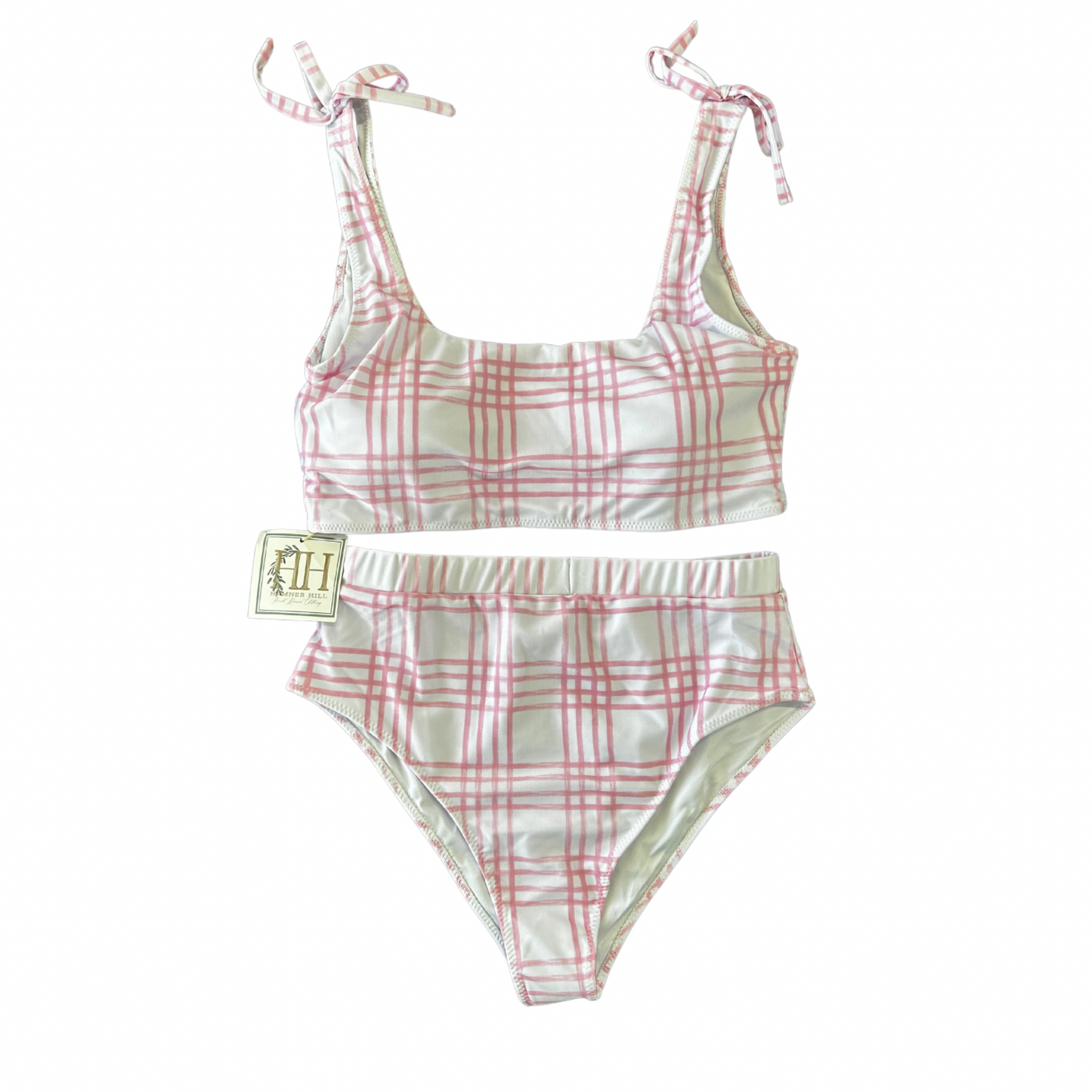 Women’s Preppy Pink Plaid Two Piece