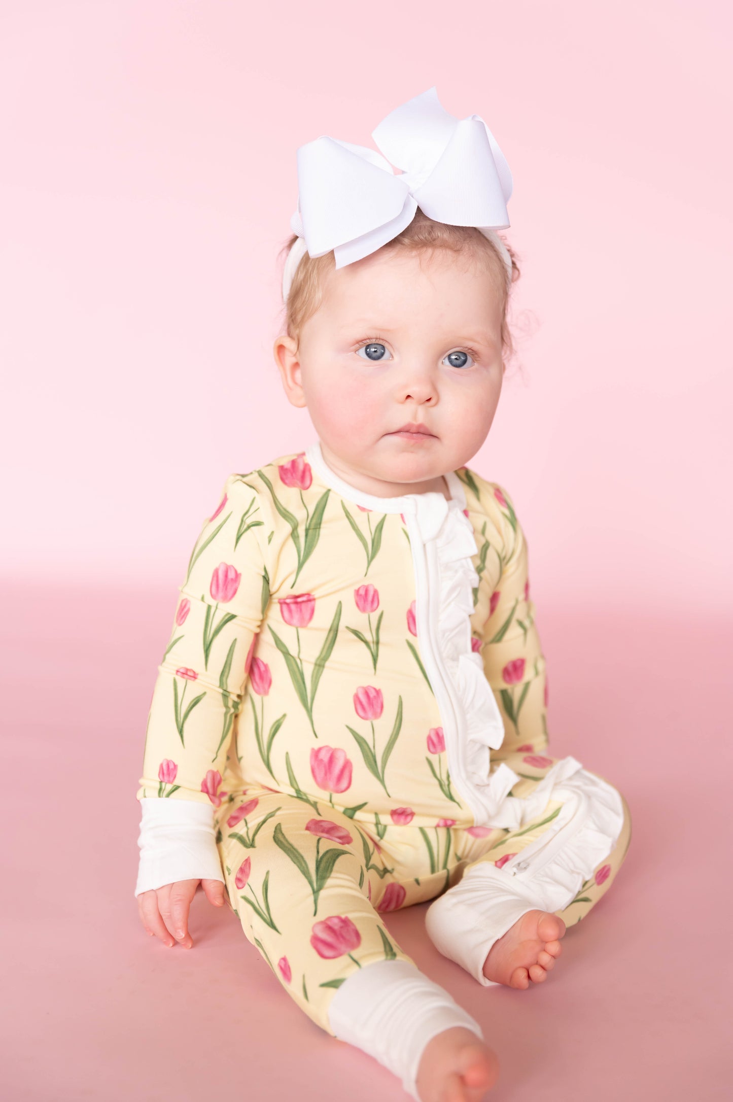 (PRE PURCHASE - ARRIVAL LATE JUNE) Girls Tulips Double Zipper Romper