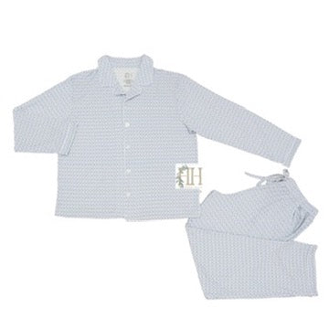 Womens Blue Floral Stripes Button Down Shorts Loungewear Set