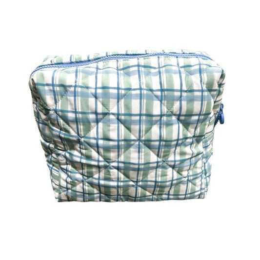 Blue and Green Check Cosmetic/Tote Bag
