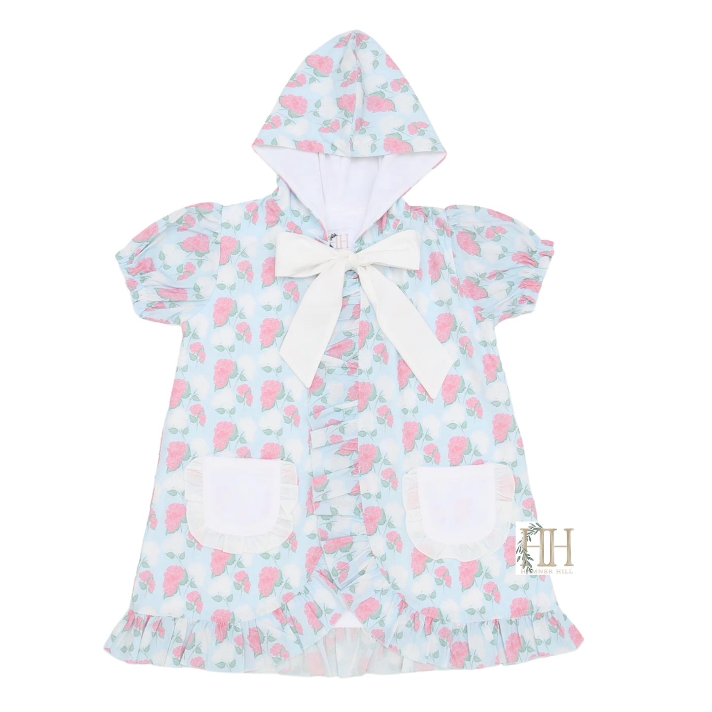 Girls Pink Hydrangea Hooded Coverup