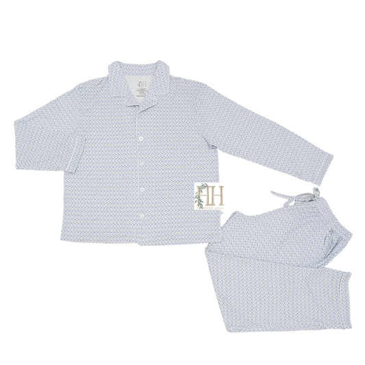 Womens Purple Floral Button Down Loungewear Set