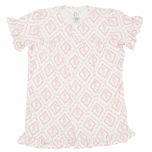 Womens Petite Bloom Ruffle Sleeve Bamboo Nightgown