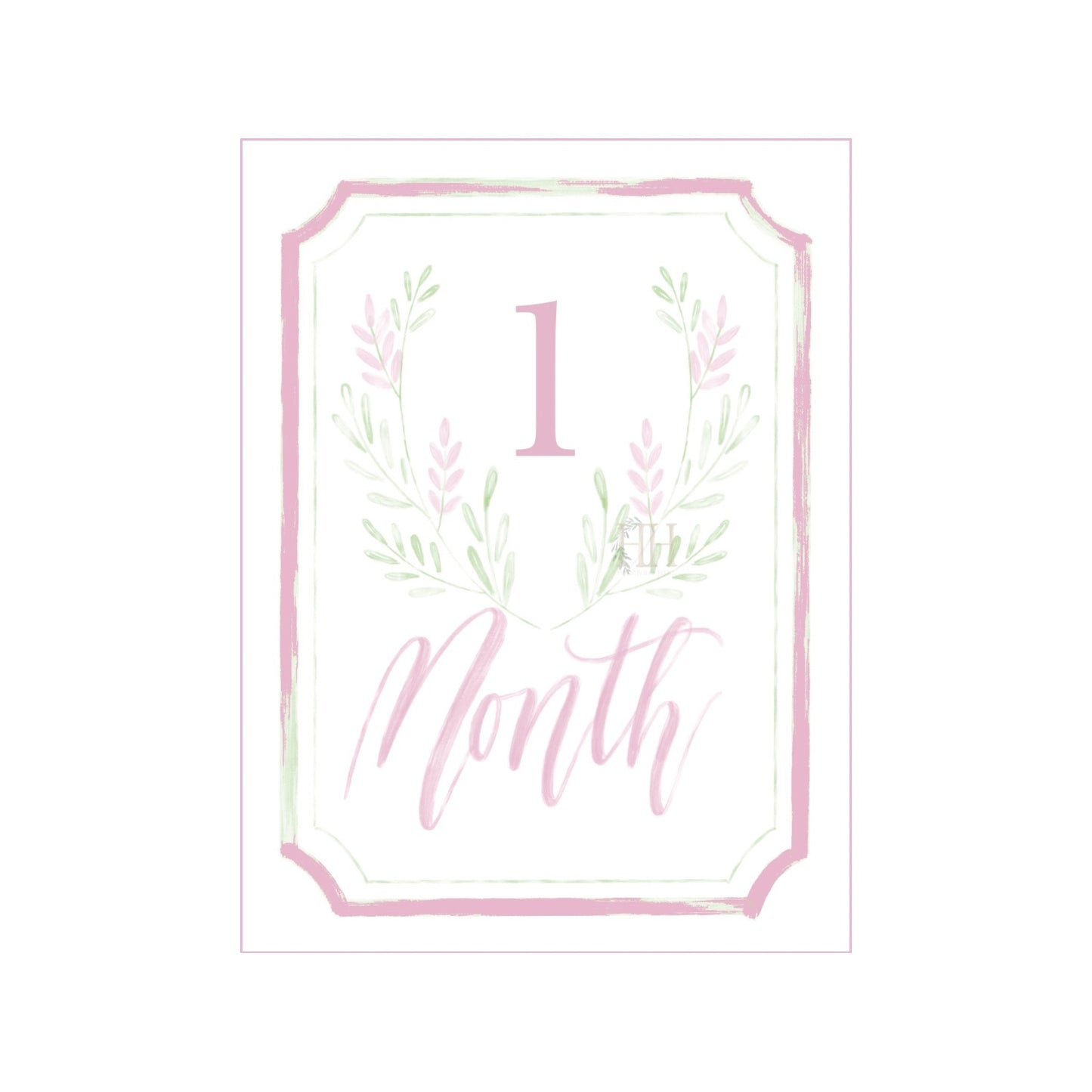 Pink Floral Crest Milestone Cards