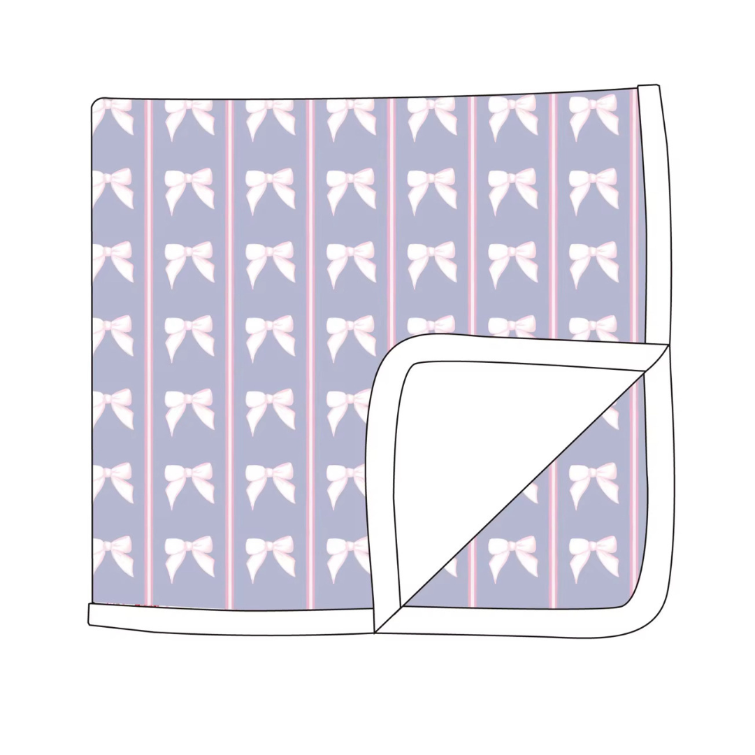 Purple Bow Stroller Blanket - Minimum 2