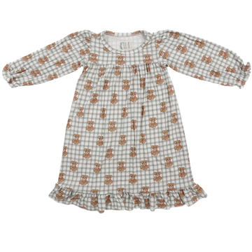 Girls Beary Merry Christmas Long Sleeve Nightgown