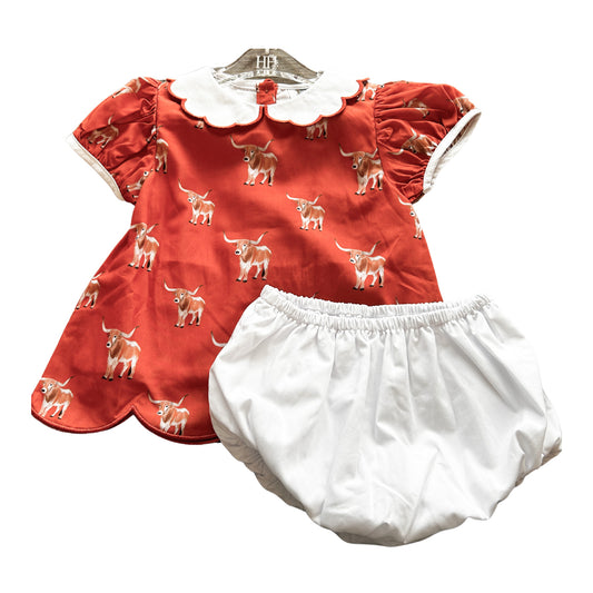 Longhorn Scalloped Peter Pan Top & Bloomer Set