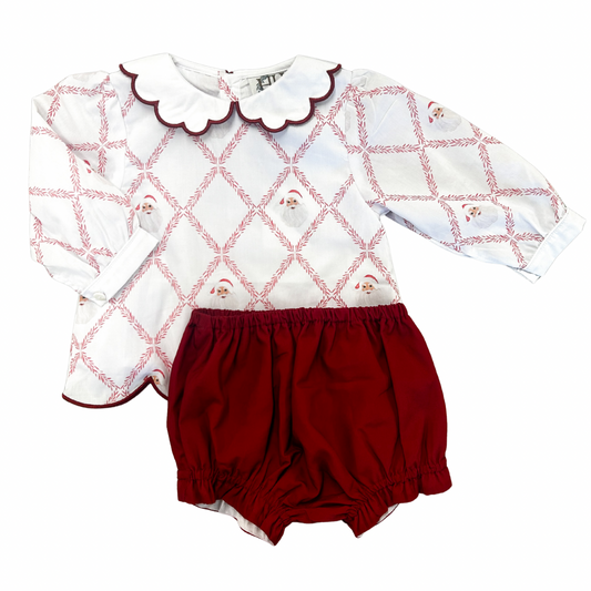 Girls Trellis Sleigh Bells Top and Bloomers Set