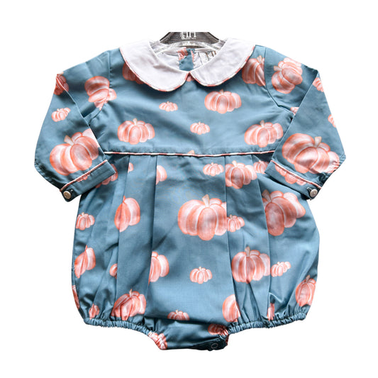 Boys Blue Pumpkin Long Sleeve Bubble