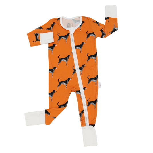 Boys Coonhound Double Zipper Romper