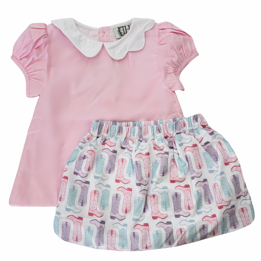 Girls Petals & Spurs Top and Skort Set