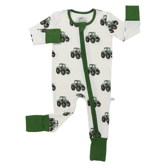 Boys Tractor Double Zipper Romper