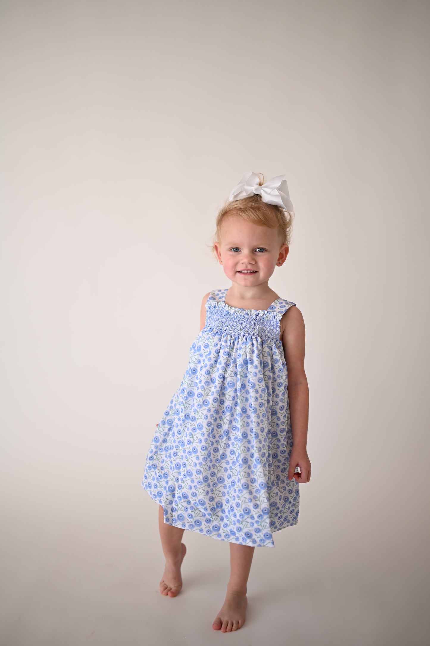 Girls Purple Poppy Smocked Dress