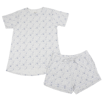 Womens Blue Wild West Scoop Neck Lounge Short Set