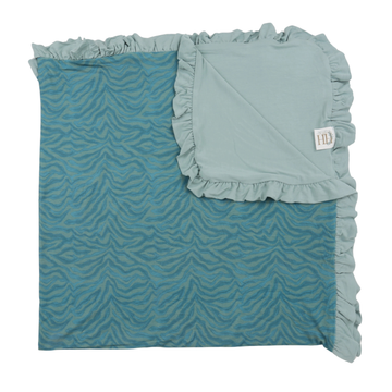 Teal Zebra Stroller Blanket