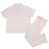 Womens Pink Wild West Short Sleeve Button Down Pants Set