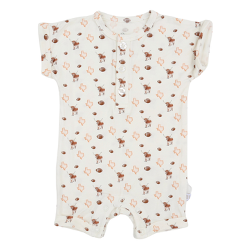 Boys Orange Wild West Button Romper