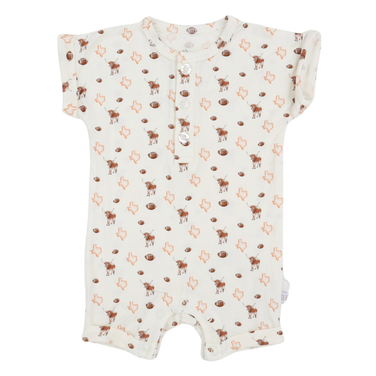 Boys Orange Wild West Button Romper