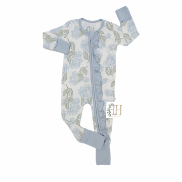 Girls Garden Party Double Zipper Ruffle Romper