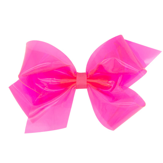 Medium WeeSplash Colored Vinyl Bow with Plain Wrap - Hot Pink