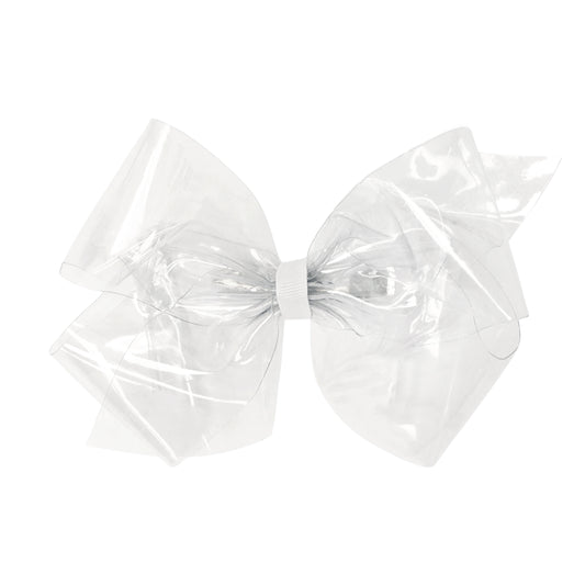 Medium WeeSplash Colored Vinyl Bow with Plain Wrap - Clear