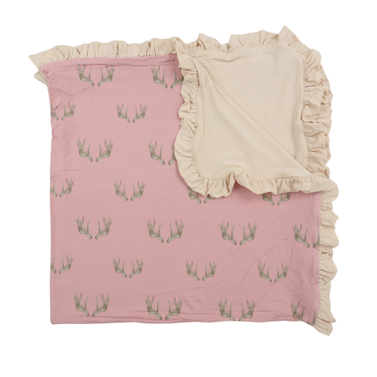 Pink Antlers Stroller Blanket