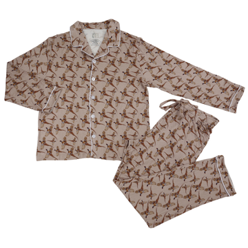 Womens Pheasant Long Sleeve Button Down Bamboo Loungewear Set