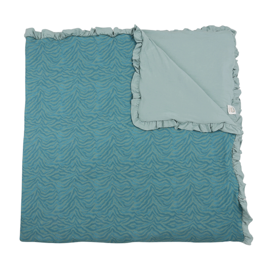 Teal Zebra Large Blanket
