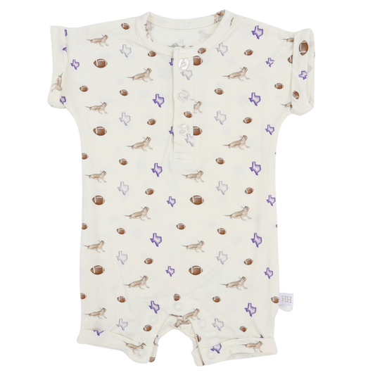 Boys Purple Toad Button Romper