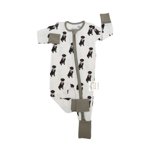 Boys Duck Dog Double Zipper Romper